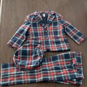 Christmas Janie and Jack suit w/ matching hat